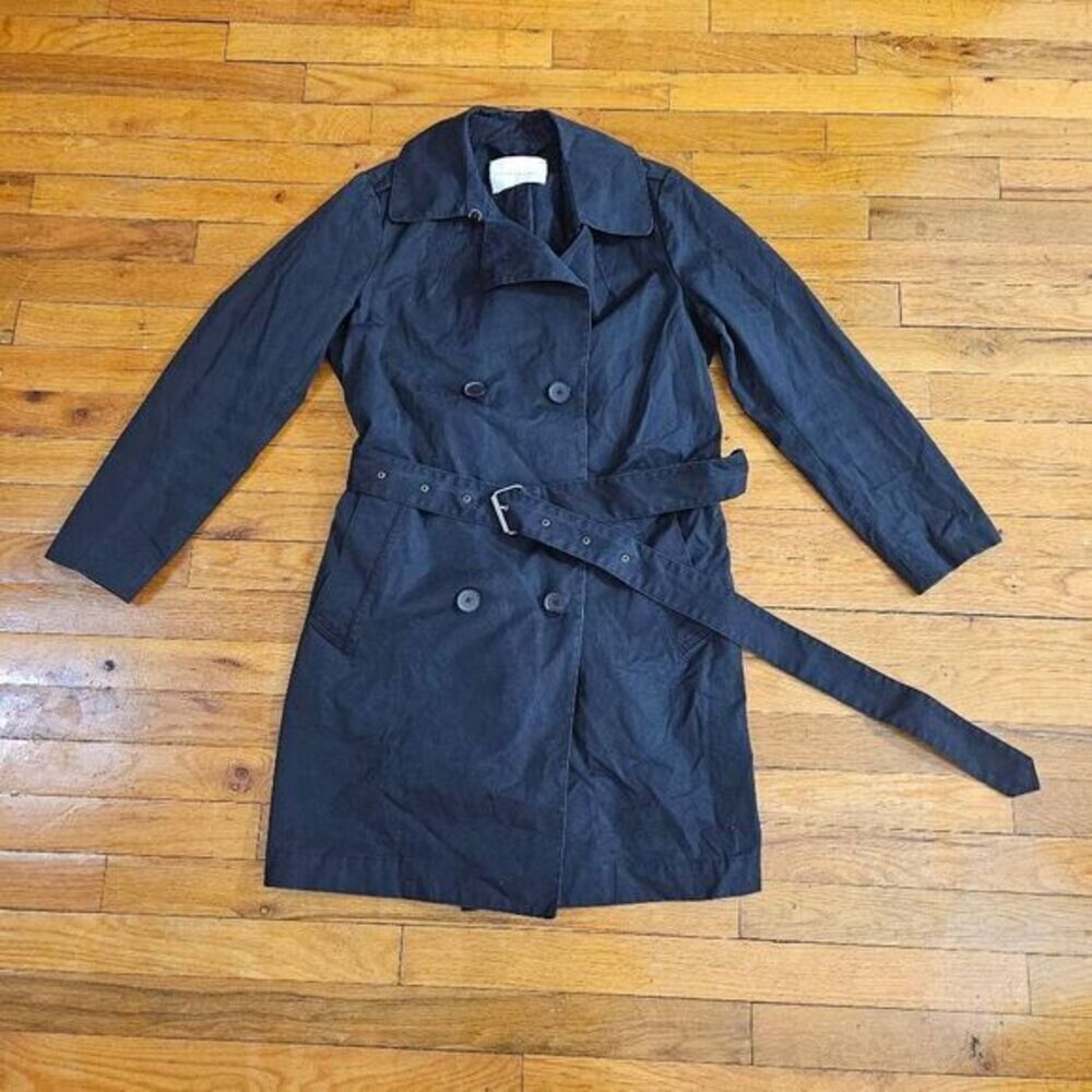 Everlane Black Trench Coat Women's Small Belted Raincoat